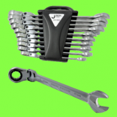 Angled ratchet combination spanners, 10 pieces Angled ratchet combination spanners, 10 pieces