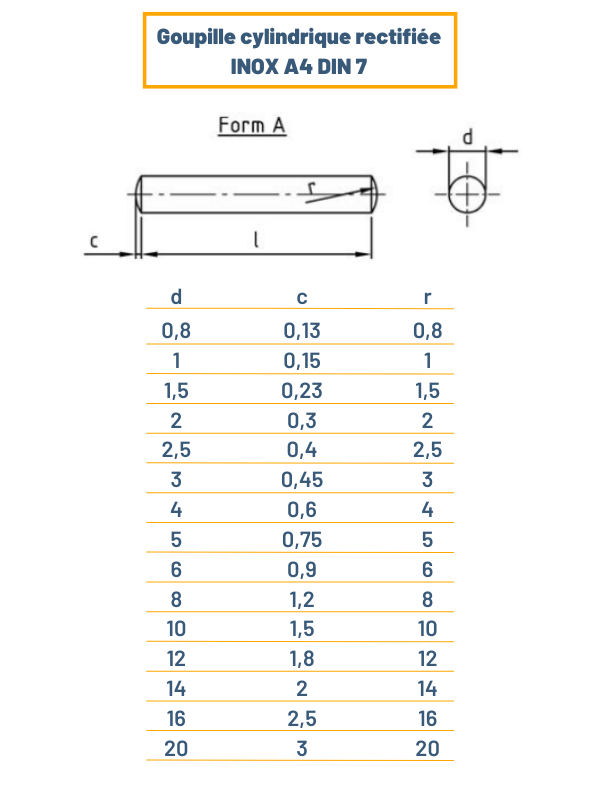 DIN 7 m6 Inox A4 Hardened Dowel Pin Pins