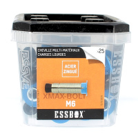 ESSBOX de 25 Chevilles à Expansion Multi-Matériaux M10 Acier (12 Plots)