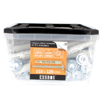 ESSBOX de 50 Chevilles Nylon Longue Expansion avec TH Embase 10X80 Acier (12 Plots)