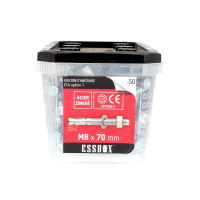 ESSBOX de 50 Goujons d'Ancrage 8X115 Acier (12 Plots)