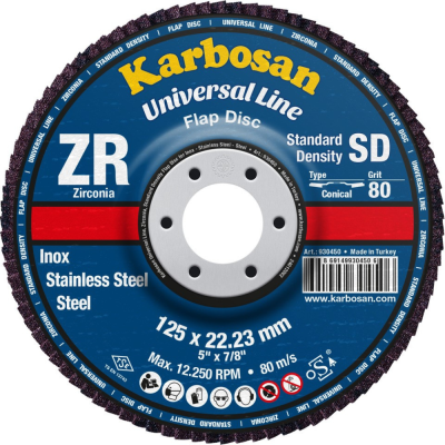 Disque à Lamelles Bombé D125 G80 Zirconium KARBOSAN 930450