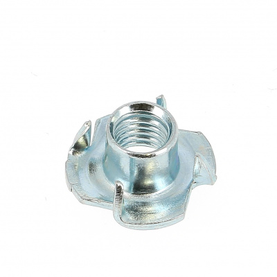 Spiked Threaded Insert, White Zinc Steel