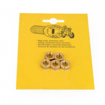 Blister pack of 5 Hex Nuts, P40 OA, Gold