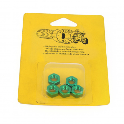 Blister pack of 5 Hex Nuts, P40 OA, Green