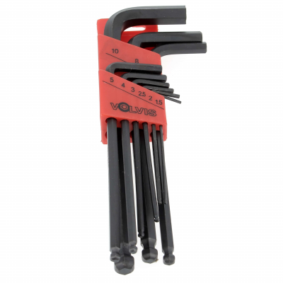 Set of 9 Ball Hex Keys, 1.5 - 10