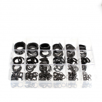 Pack of Assorted External Circlips, Black Steel, DIN 471