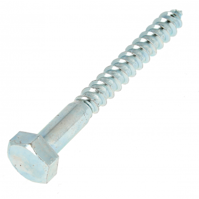 Hex Head Wood Screw, White Zinc Steel, DIN 571