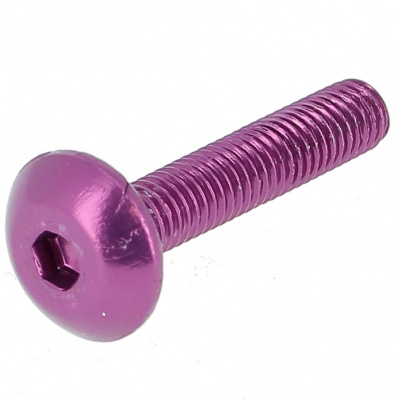 Blister pack of 8 Hex Socket Large Round Head Screws, P60 OA Aluminium, Purple