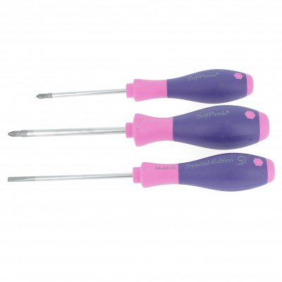 SoftFinish Ladies Screwdriver set, round blade, soltted and Phillips set, 3 pieces