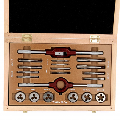 Set of 20 pieces tap drills + dies