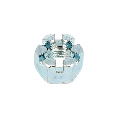 Slotted Nut, White Zinc Steel, DIN 935