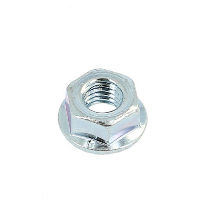 Slotted Flange Nut, White Zinc Steel, DIN 6923