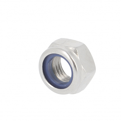 Nylstop Nut, White Zinc Steel, DIN 985