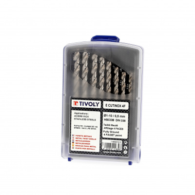 Set of 19 Metal drills for stainless steel 1 to 10 diameter