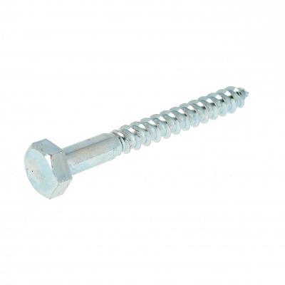 Hex Head Wood Screw, White Zinc Steel, DIN 571