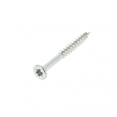 Wood and Chipboard Screw, Countersunk Torx Head, White Zinc Steel