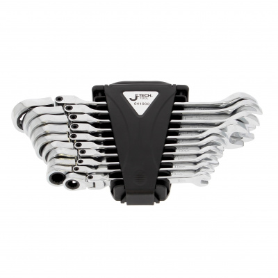 Angled ratchet combination spanners, 10 pieces